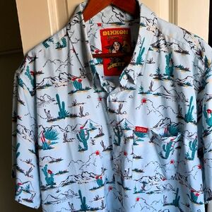 DIXXON Men's Cactus Print Shirt - Sky Blue